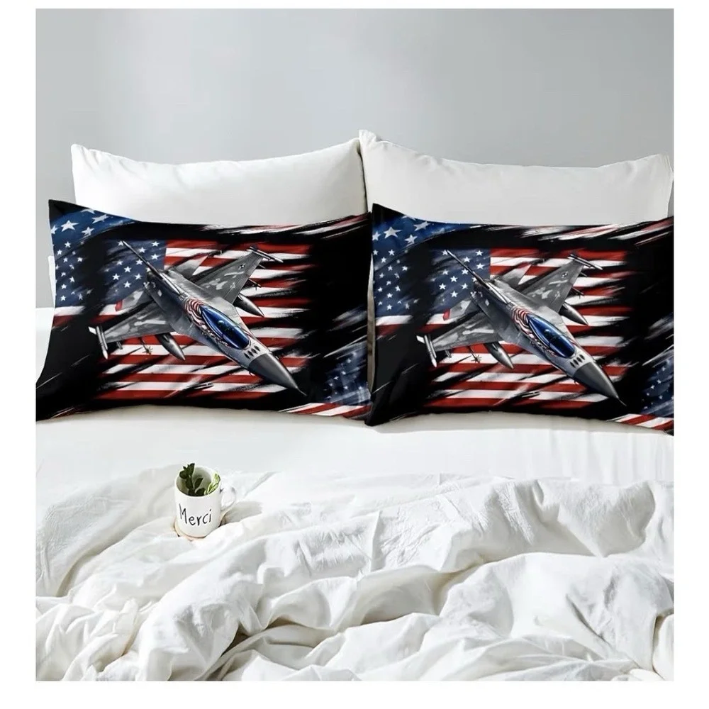 Lightning Tornado Twin Sheet Set, American Flag Bedding for Kids Teens [F]